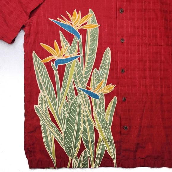 Tommy Bahama Short Sleeve Silk Button Down Large - Picture 3 of 4